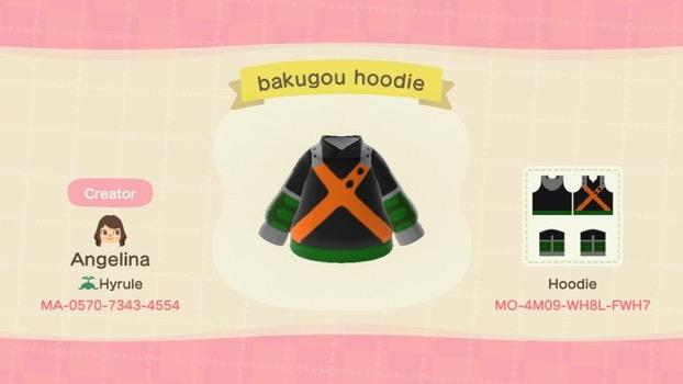 Animal Crossing Design Code: MO-KYXB-W42X-WW9Y Bakugou Hoodie