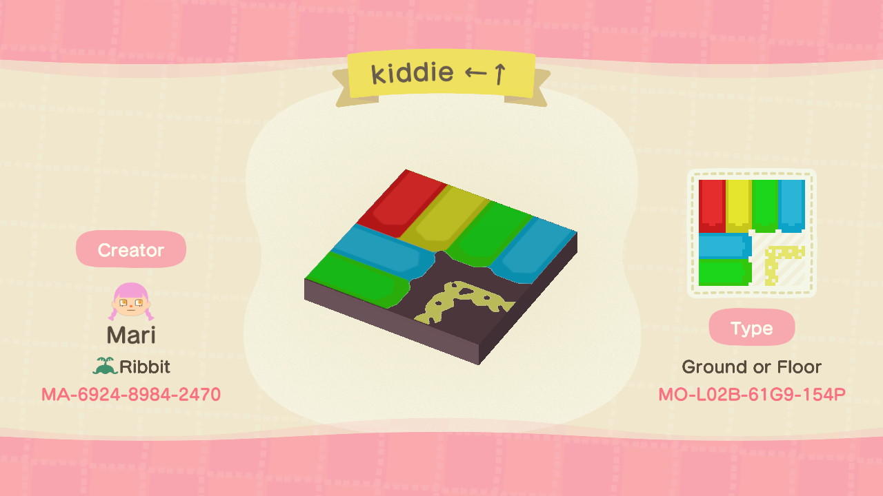 Animal Crossing Design Code: MO-L02B-61G9-154P kiddie