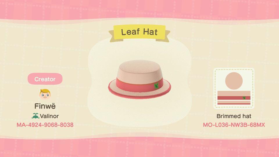 Animal Crossing Design Code: MO-L036-NW3B-68MX Leaf Hat