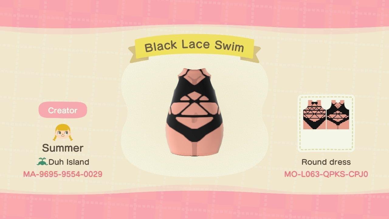 Animal Crossing Design Code: MO-L063-QPKS-CPJ0 Black Lace Swim