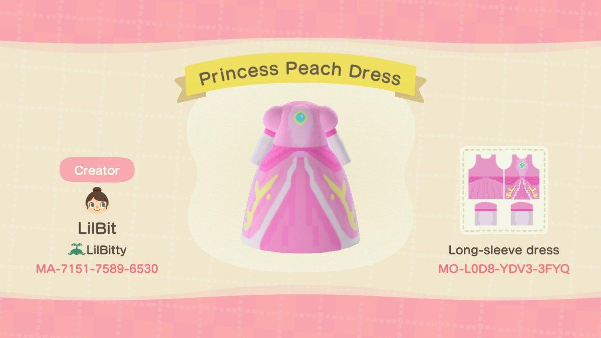 Animal Crossing Design Code: MO-L0D8-YDV3-3FYQ Princess Peach Dress
