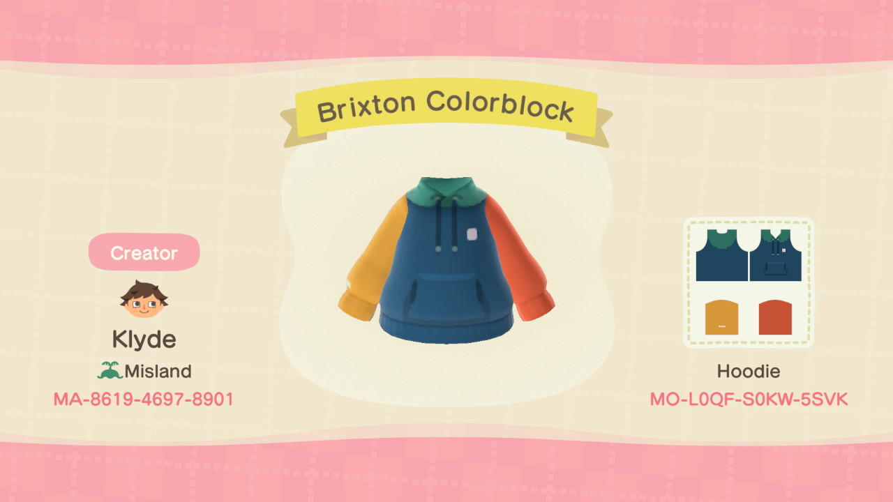 Animal Crossing Design Code: MO-L0QF-S0KW-5SVK Brixton Colorblock