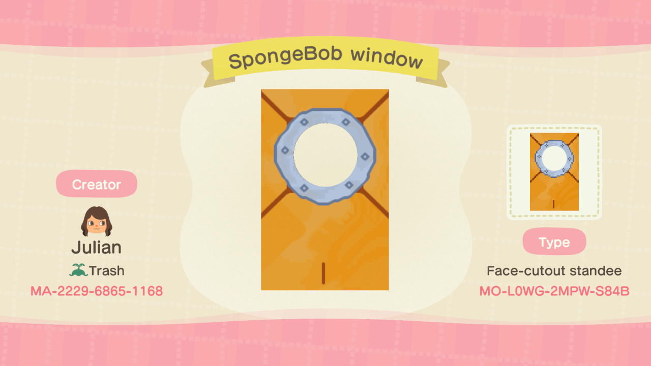 Animal Crossing Design Code: MO-L0WG-2MPW-S84B SpongeBob window