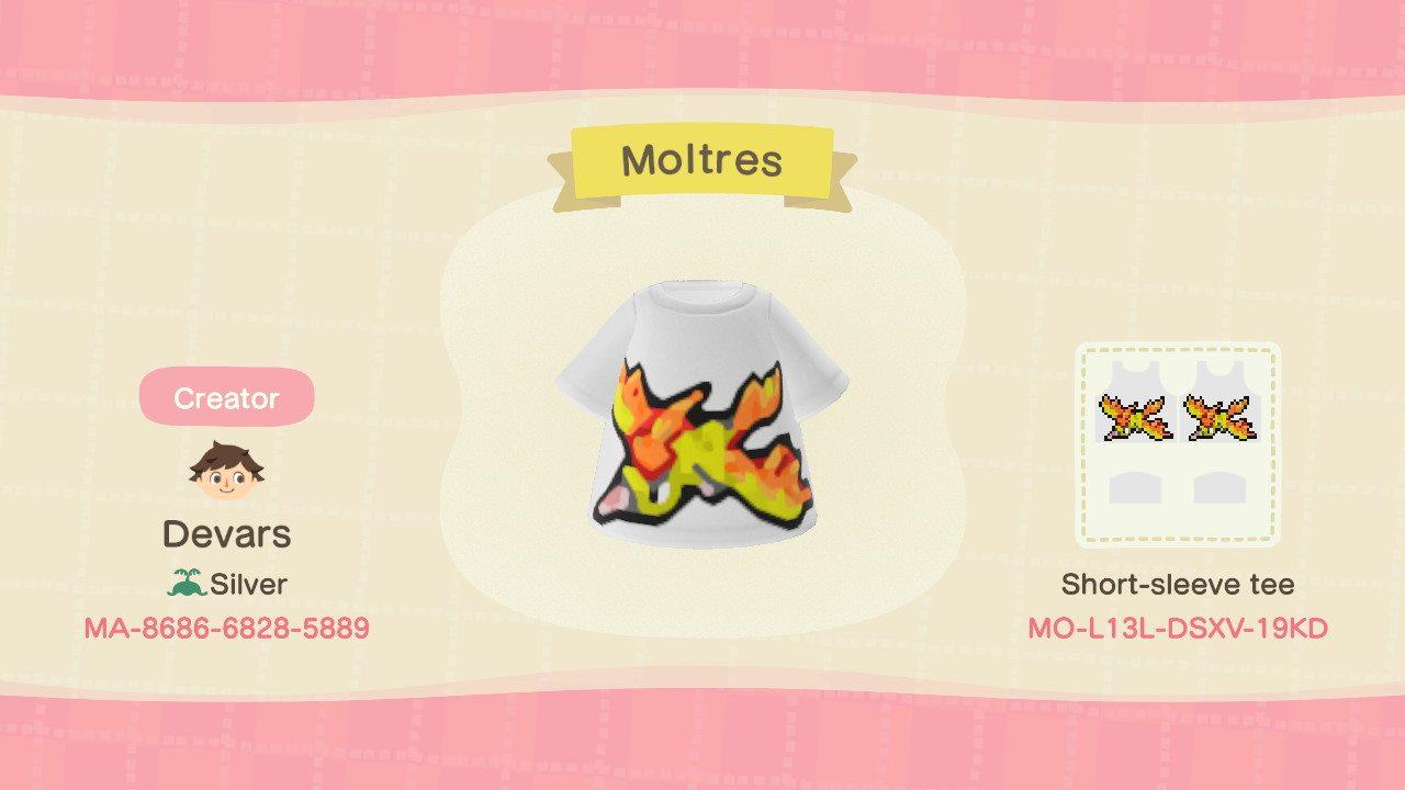 Animal Crossing Design Code: MO-L13L-DSXV-19KD Moltres