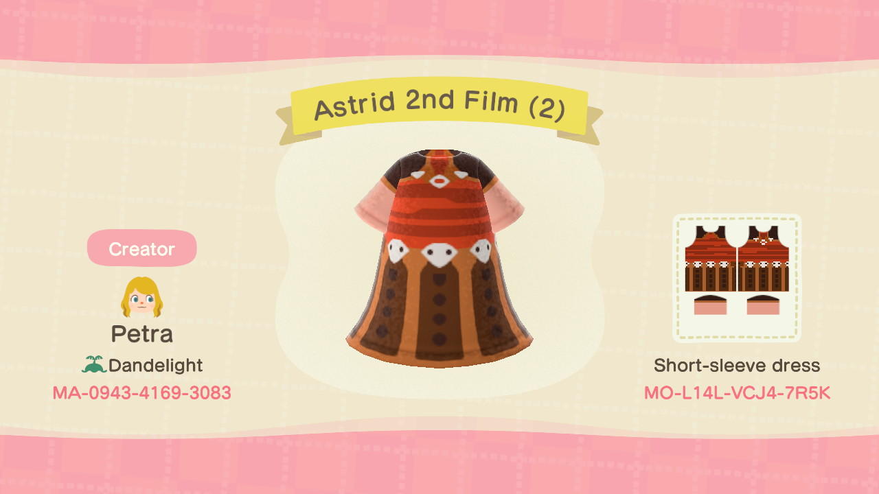 Animal Crossing Design Code: MO-L14L-VCJ4-7R5K Astrid 2nd Film (2)