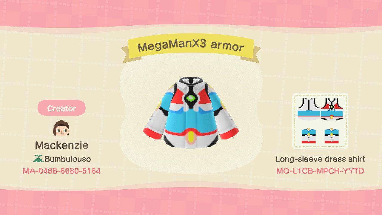 Animal Crossing Design Code: MO-L1CB-MPCH-YYTD MegaMan X3 armor
