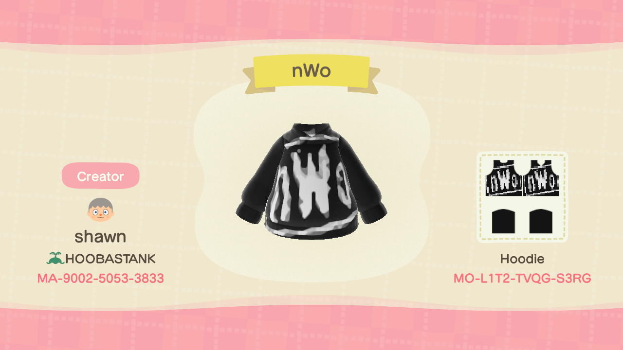 Animal Crossing Design Code: MO-L1T2-TVQG-S3RG nWo black & white