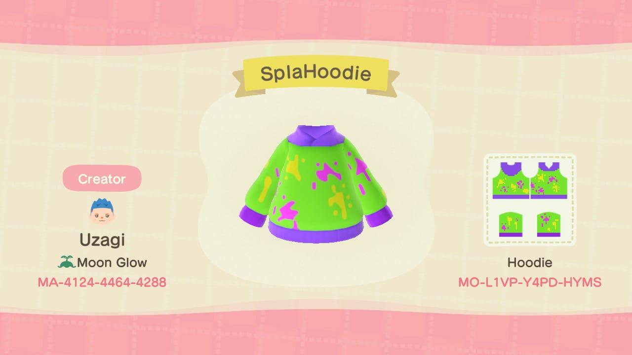 Animal Crossing Design Code: MO-L1VP-Y4PD-HYMS Splatter Hoodie