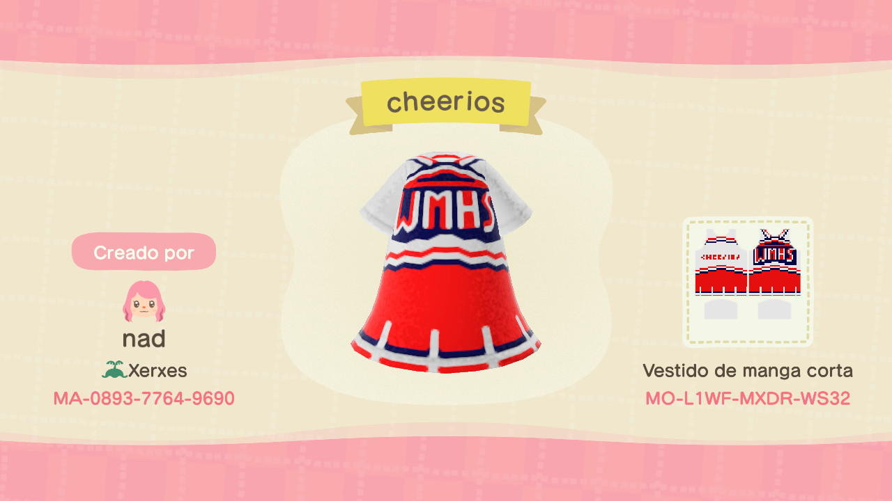 Animal Crossing Design Code: MO-L1WF-MXDR-WS32 Glee cheerios