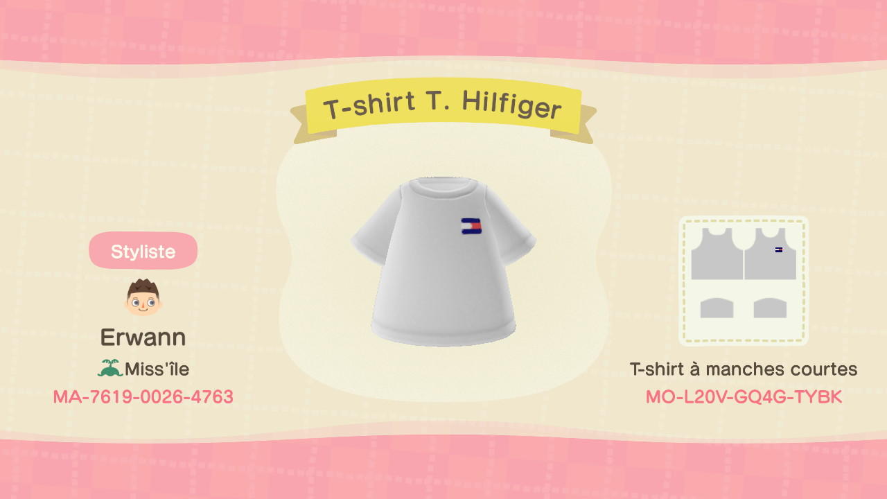 Animal Crossing Design Code: MO-L20V-GQ4G-TYBK T-shirt T. Hilfiger