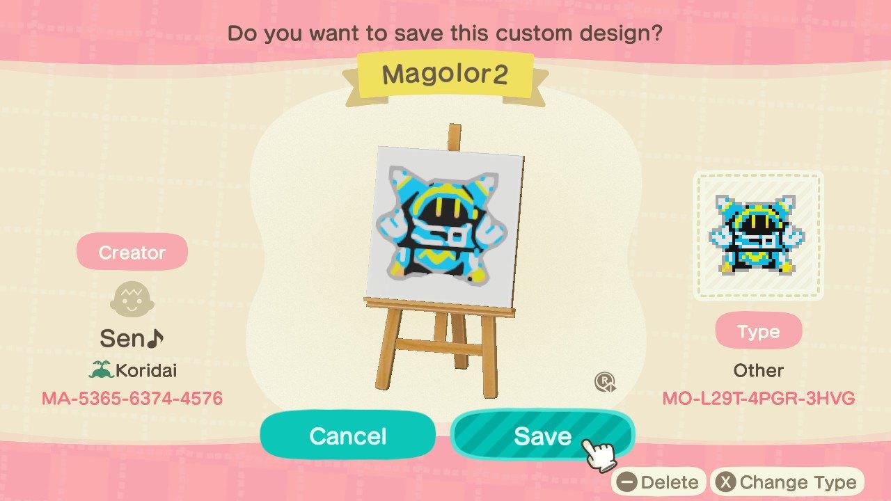 Animal Crossing Design Code: MO-L29T-4PGR-3HVG Magolor