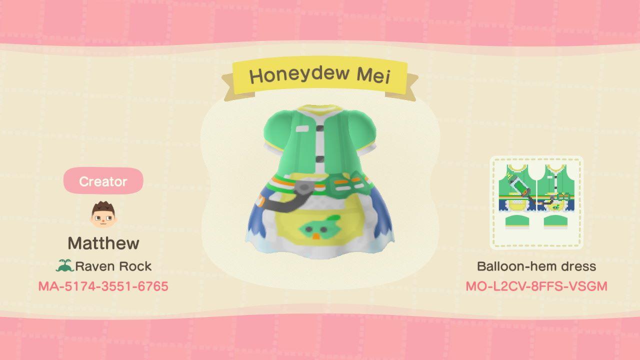 Animal Crossing Design Code: MO-L2CV-8FFS-VSGM Honeydew Mei