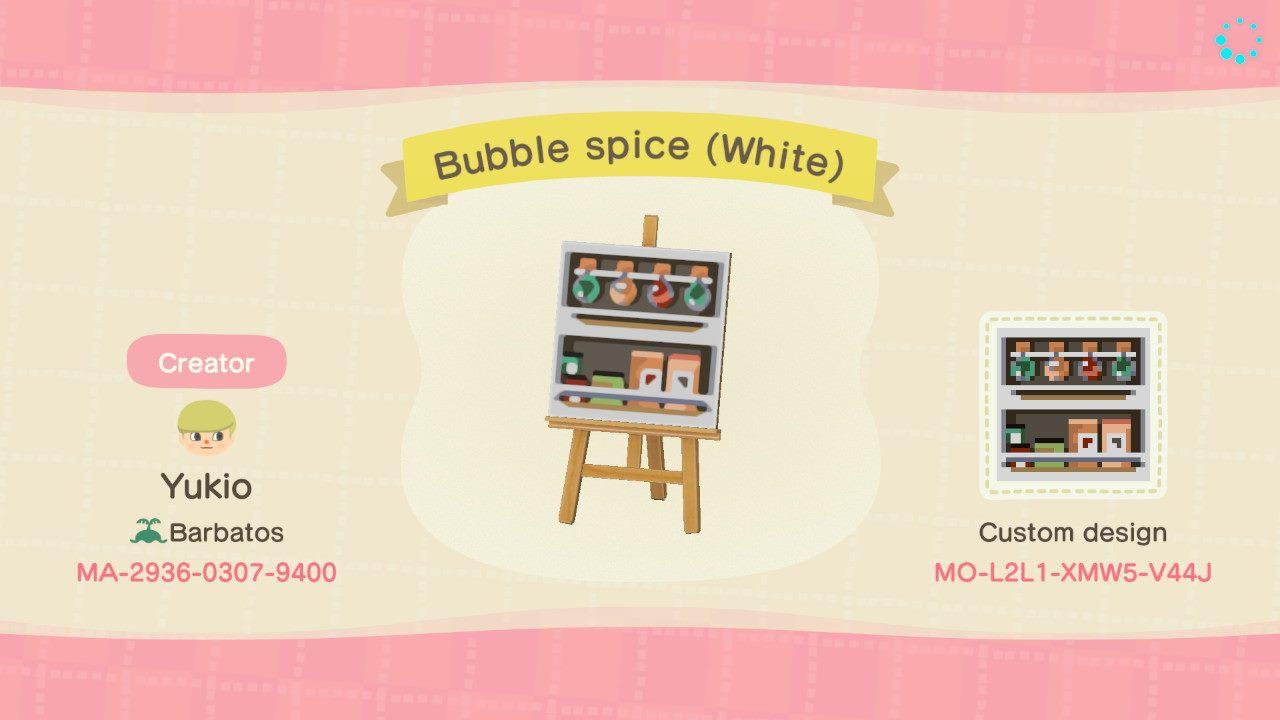 Animal Crossing Design Code: MO-L2L1-XMW5-V44J Bubble spice (White)