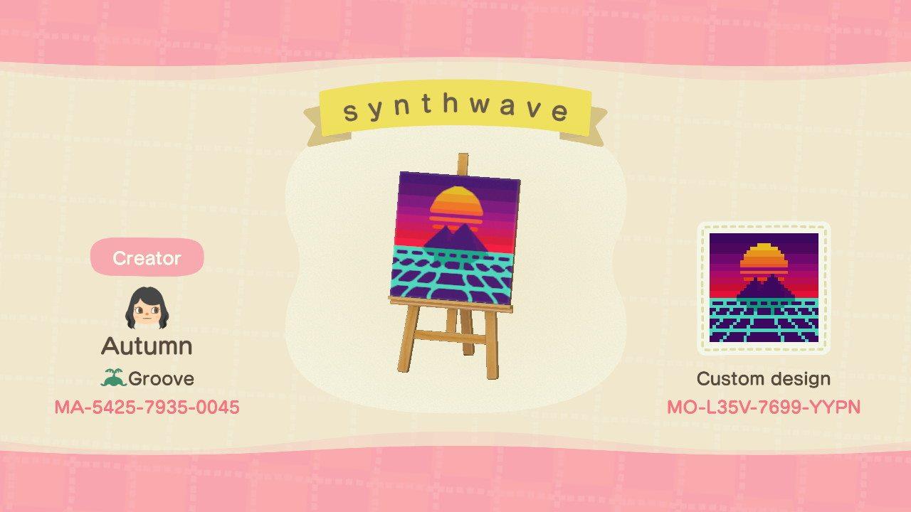 Animal Crossing Design Code: MO-L35V-7699-YYPN 80&#39;s synthwave