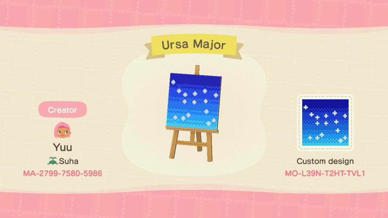 Animal Crossing Design Code: MO-L39N-T2HT-TVL1 Ursa Major
