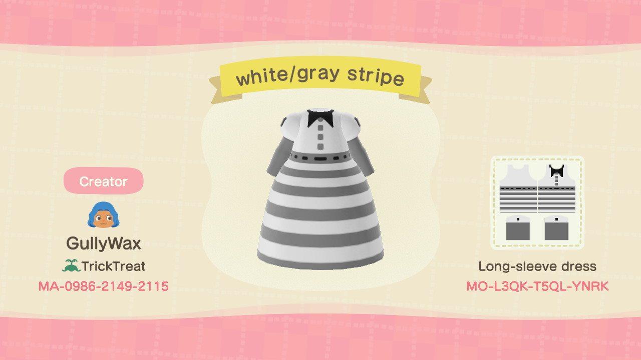 Animal Crossing Design Code: MO-L3QK-T5QL-YNRK White/Gray Strip