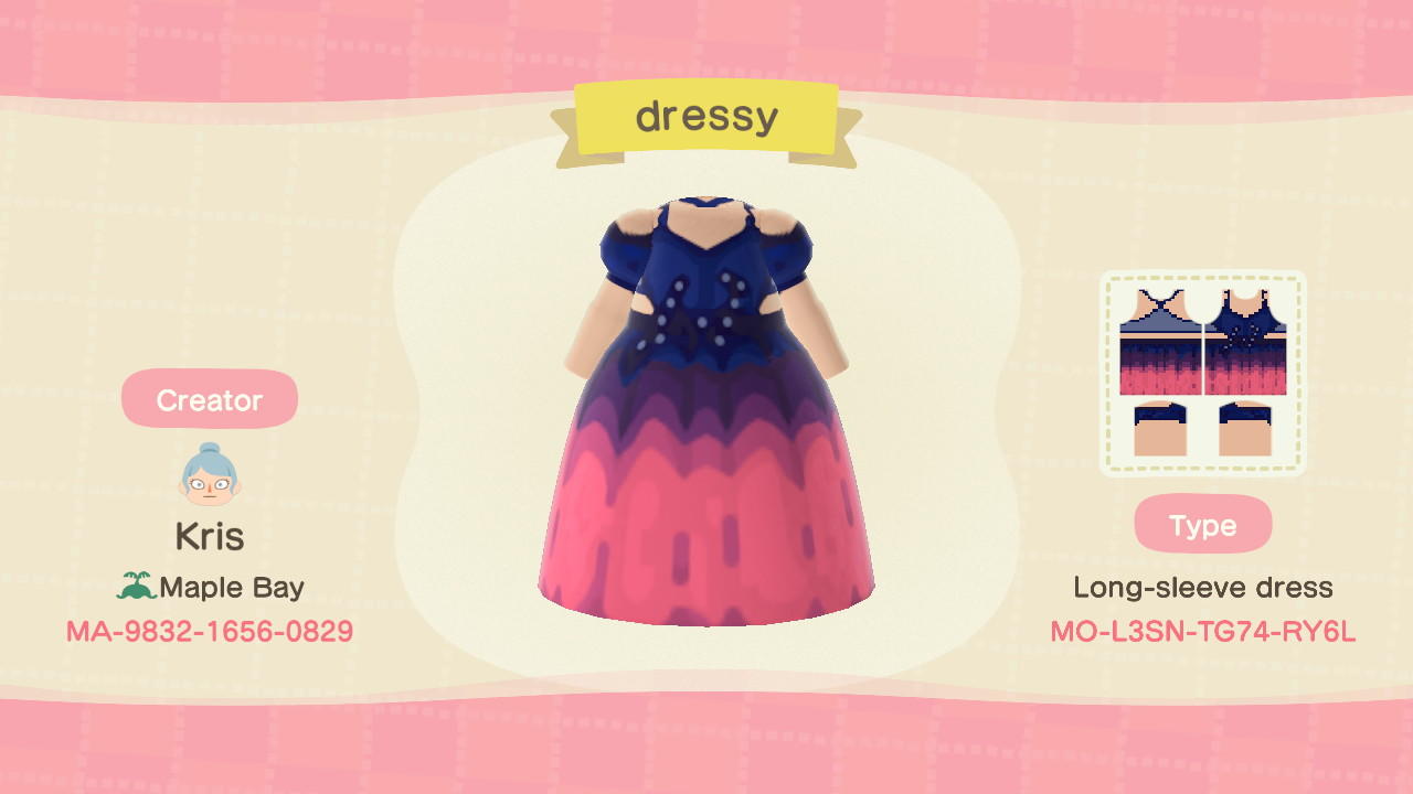 Animal Crossing Design Code: MO-L3SN-TG74-RY6L Contrast Dress