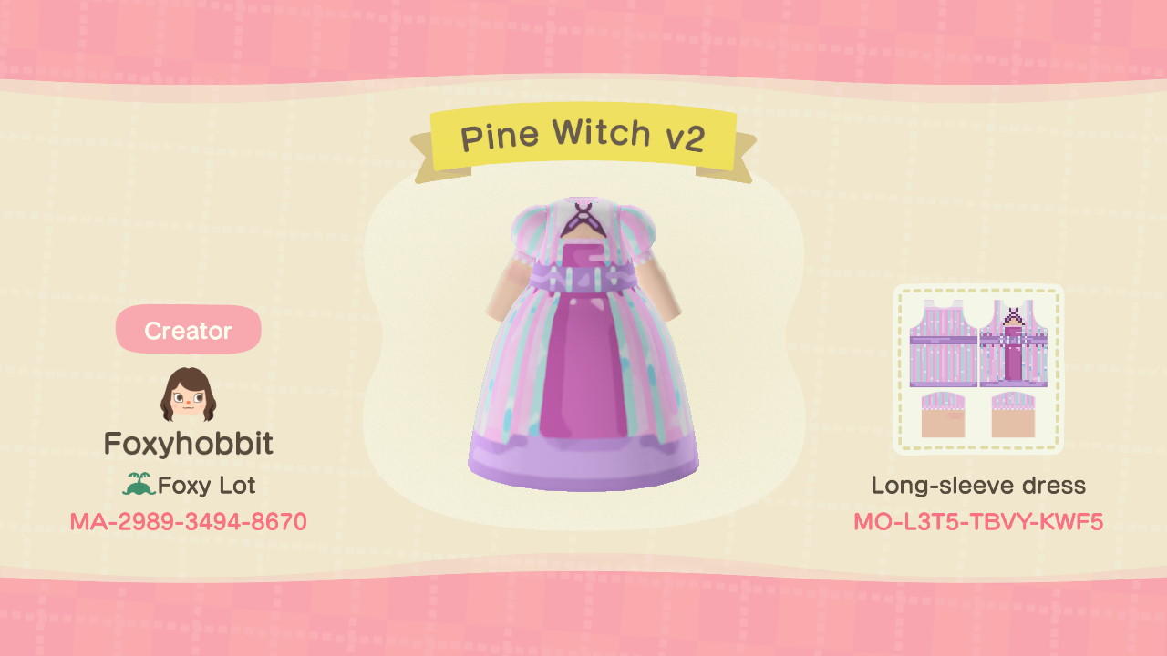 Animal Crossing Design Code: MO-L3T5-TBVY-KWF5 Pine Witch v2