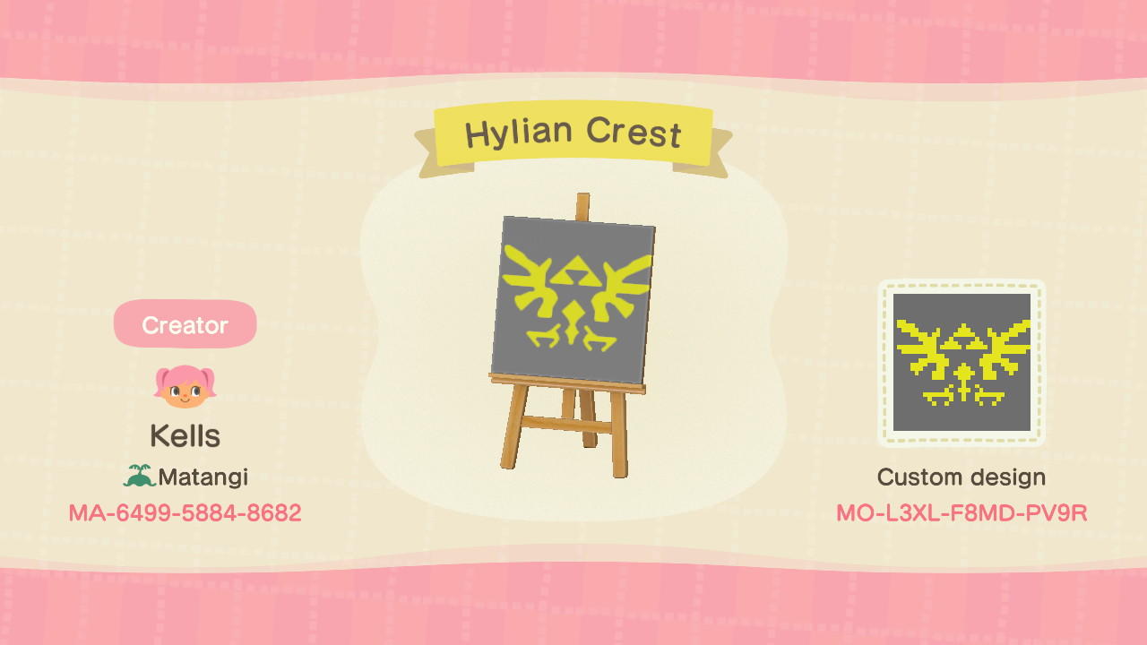 Animal Crossing Design Code: MO-L3XL-F8MD-PV9R Hylian Crest