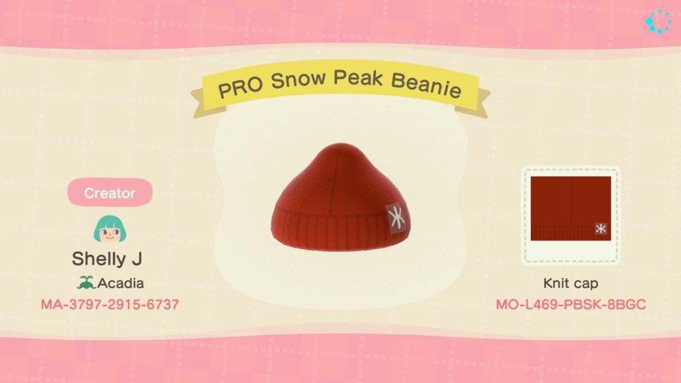 Animal Crossing Design Code: MO-L469-PBSK-8BGC Snow Peak Beanie