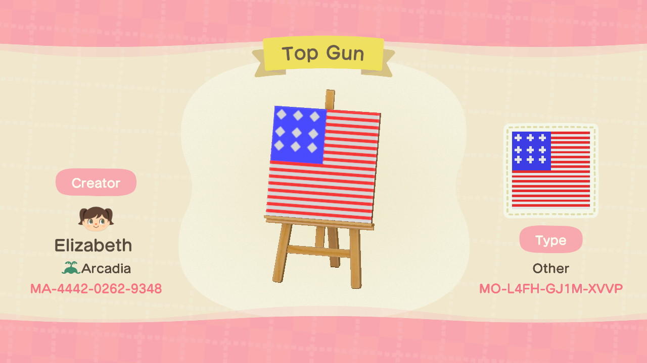 Animal Crossing Design Code: MO-L4FH-GJ1M-XVVP Top Gun