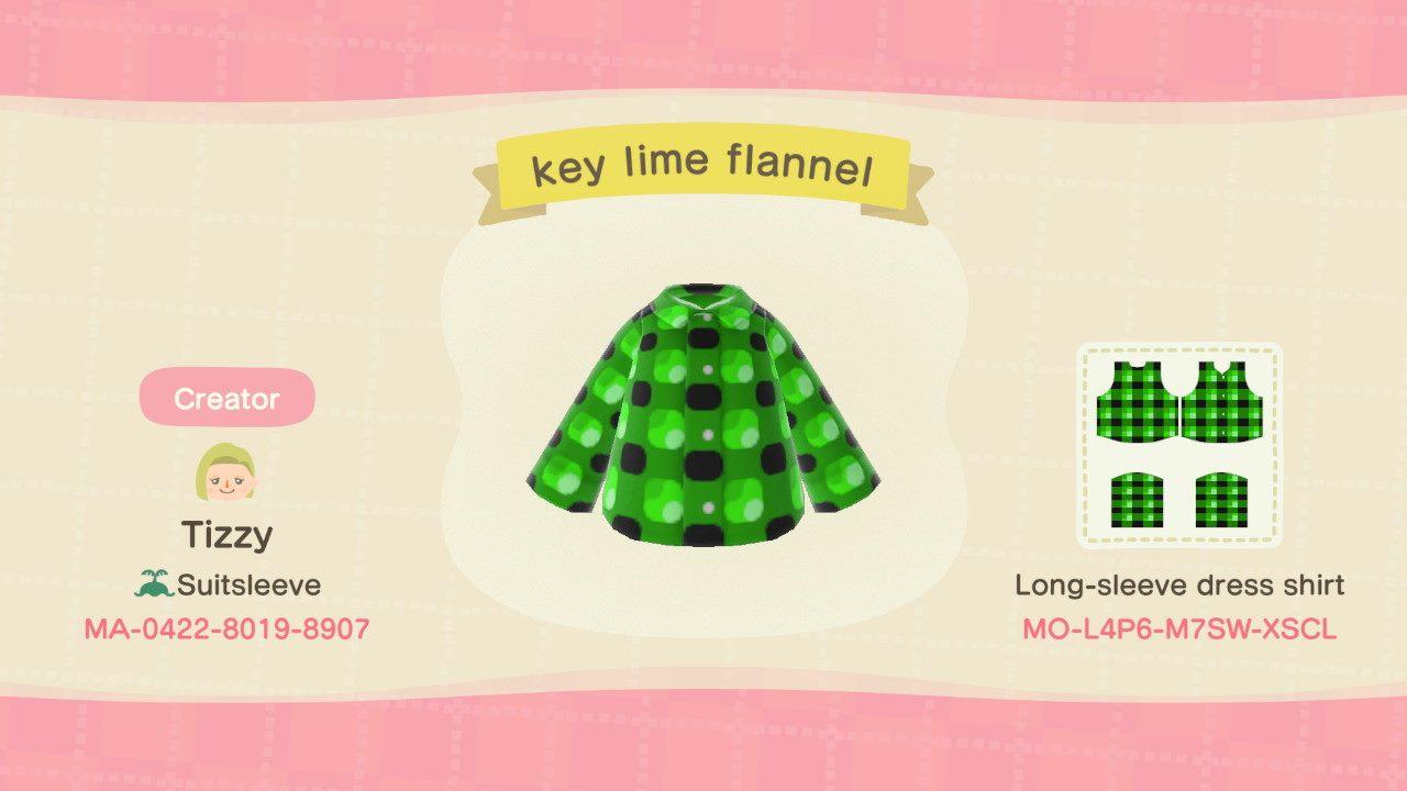 Animal Crossing Design Code: MO-L4P6-M7SW-XSCL key lime flannel