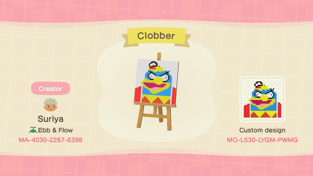 Animal Crossing Design Code: MO-L530-LYGM-PMWG Clobber