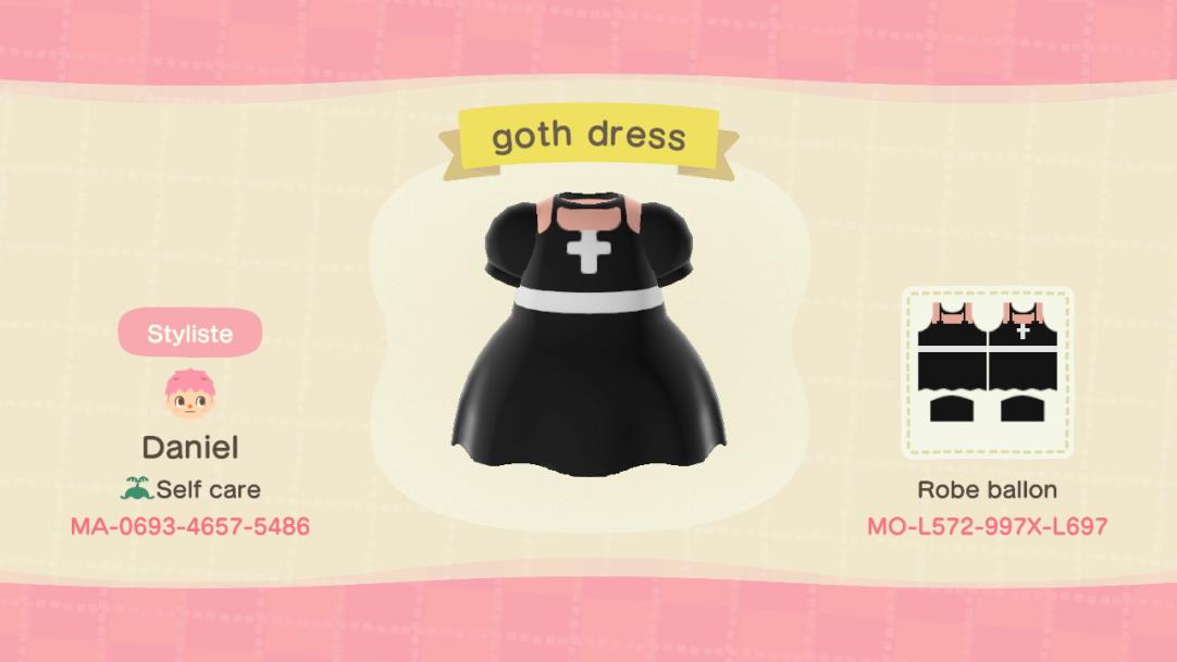 Animal Crossing Design Code: MO-L572-997X-L697 goth dress