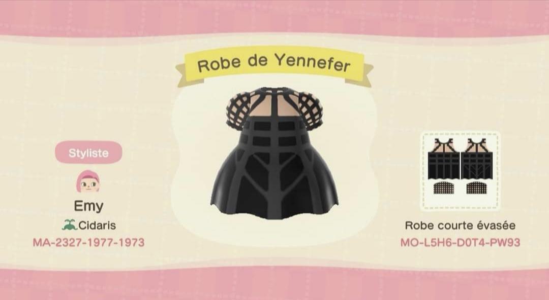 Animal Crossing Design Code: MO-L5H6-D0T4-PW93 Yennefer dress
