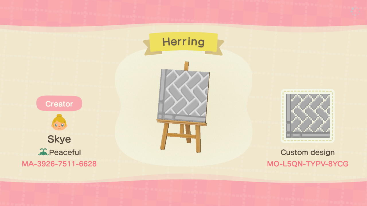 Animal Crossing Design Code: MO-L5QN-TYPV-8YCG Herringbone path BR