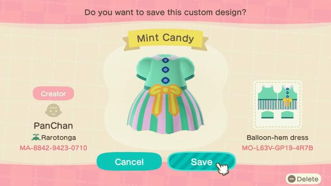 Animal Crossing Design Code: MO-L63V-GP19-4R7B Mint Candy