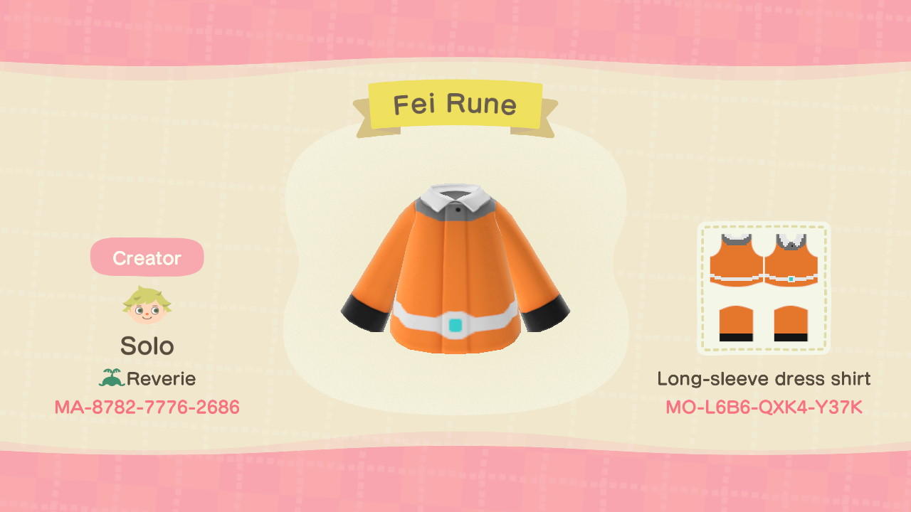 Animal Crossing Design Code: MO-L6B6-QXK4-Y37K Fei Rune