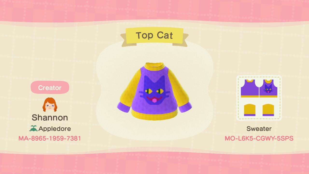 Animal Crossing Design Code: MO-L6K5-CGWY-5SPS Topcat