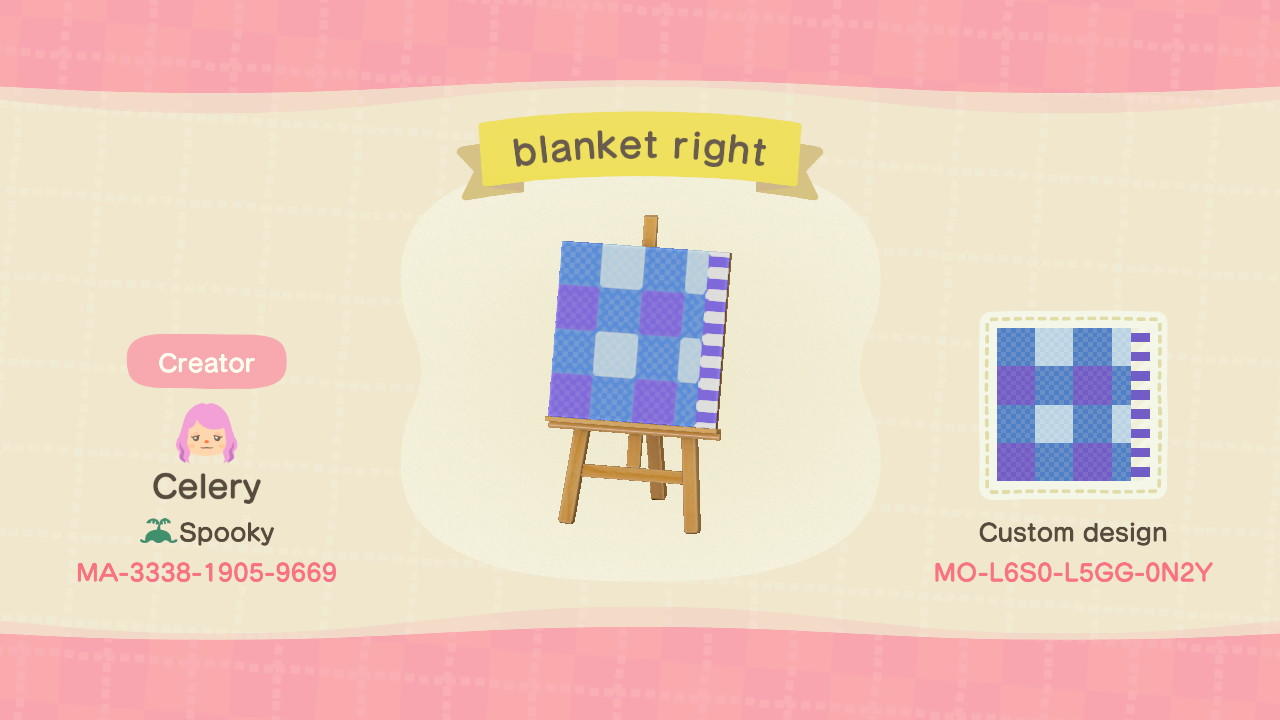 Animal Crossing Design Code: MO-L6S0-L5GG-0N2Y blanket right
