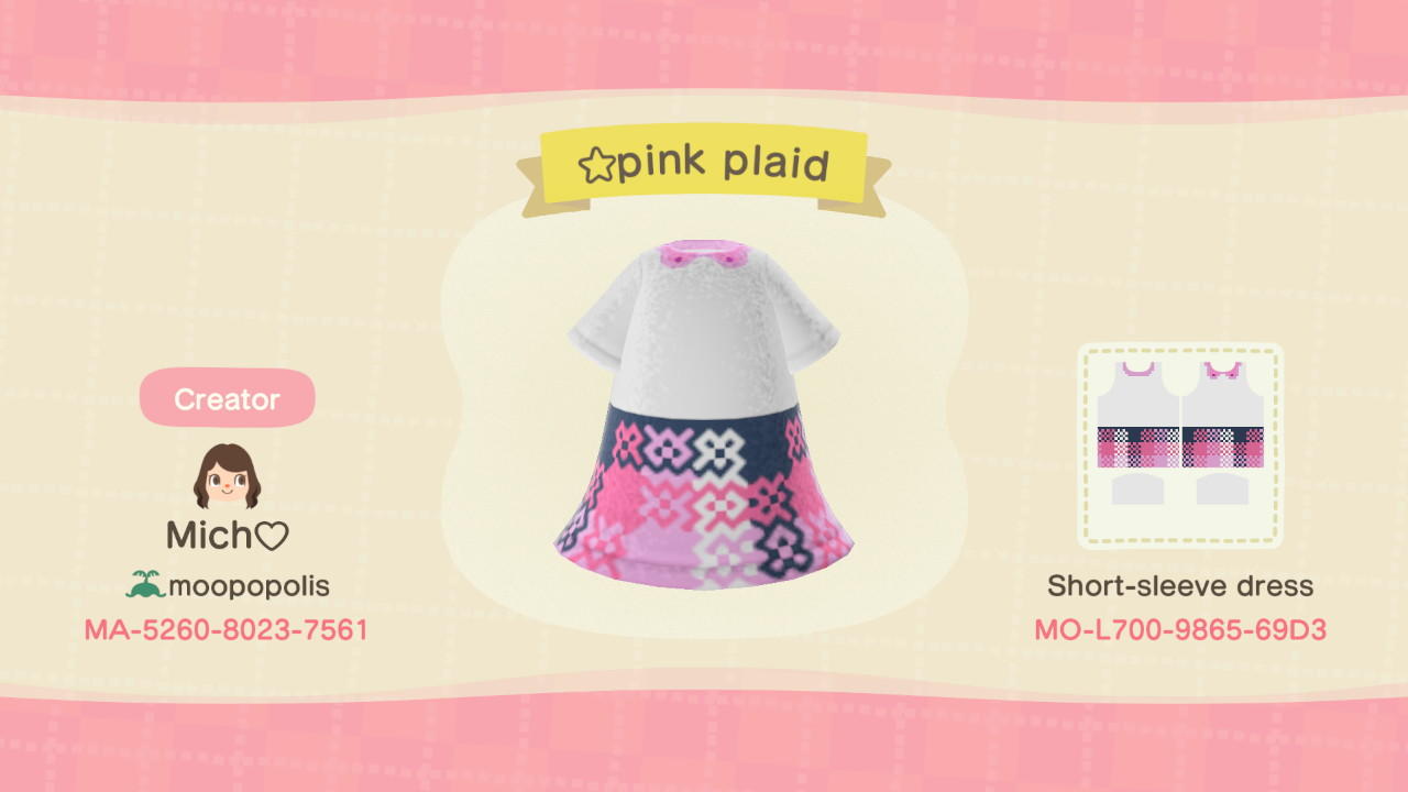 Animal Crossing Design Code: MO-L700-9865-69D3 Pink plaid