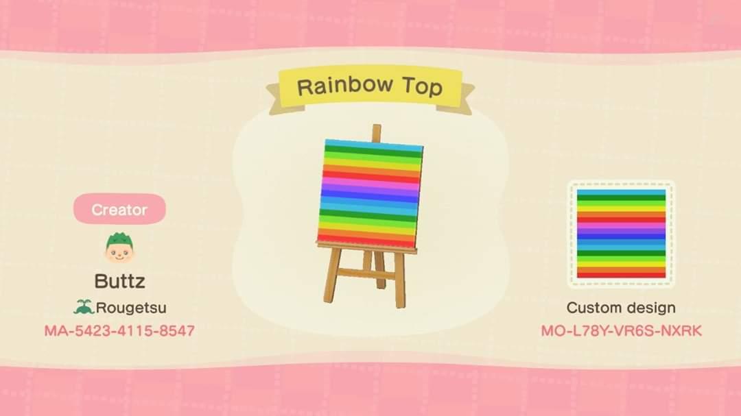 Animal Crossing Design Code: MO-L78Y-VR6S-NXRK Rainbow Top