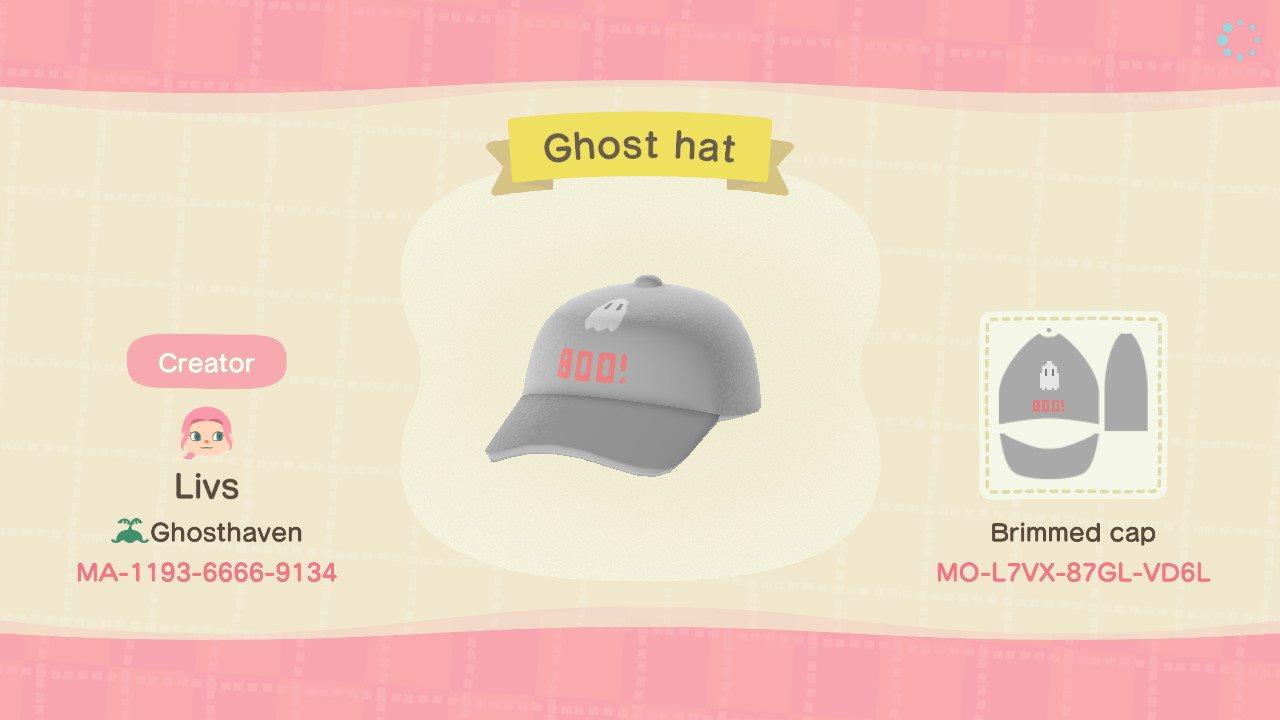 Animal Crossing Design Code: MO-L7VX-87GL-VD6L ghost hat