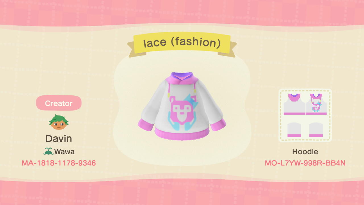 Animal Crossing Design Code: MO-L7YW-998R-BB4N lace (fashion)