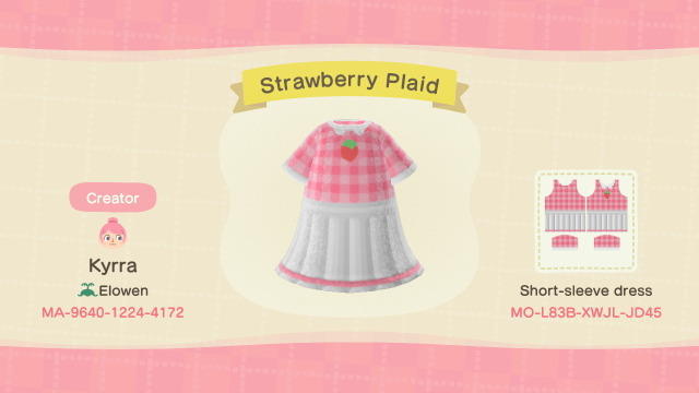 Animal Crossing Design Code: MO-L83B-XWJL-JD45 Strawberry Plaid