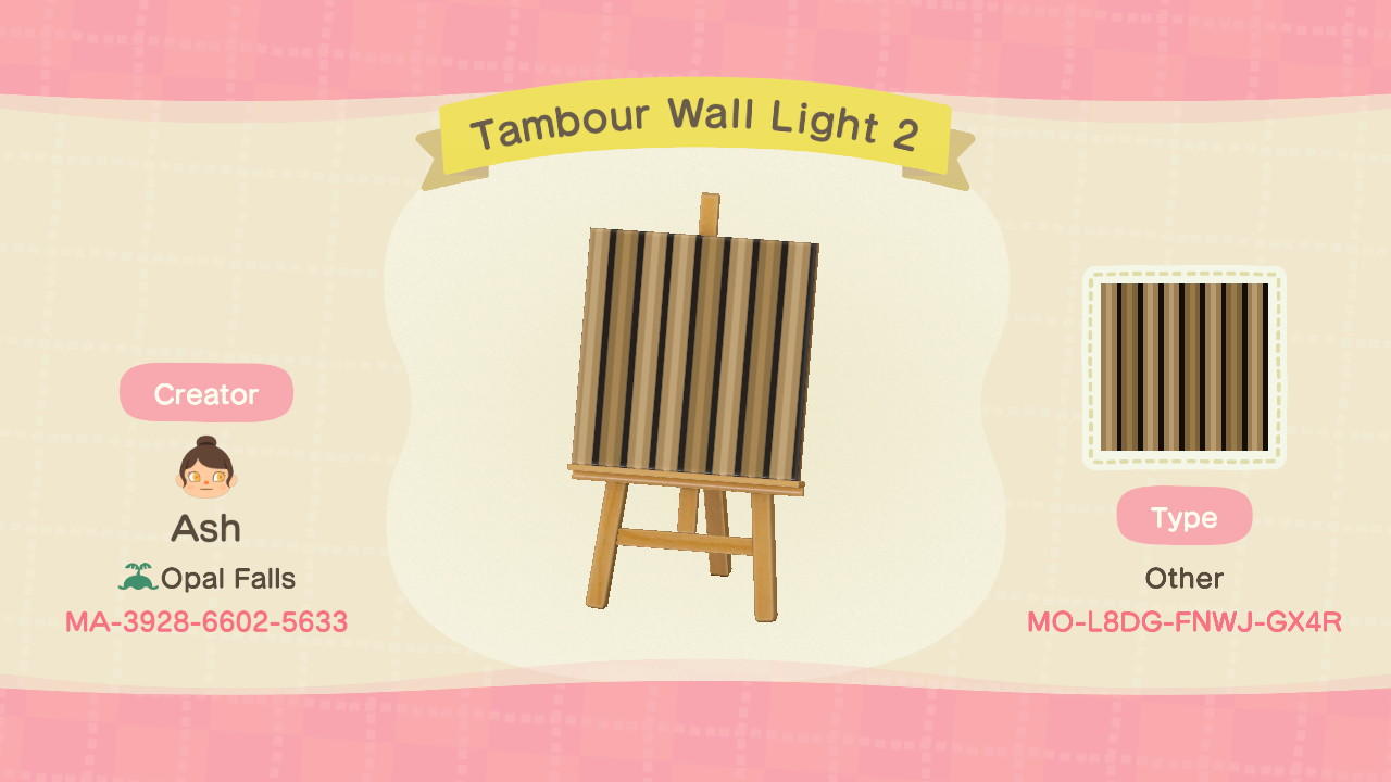 Animal Crossing Design Code: MO-L8DG-FNWJ-GX4R Tambour Wall Light 2