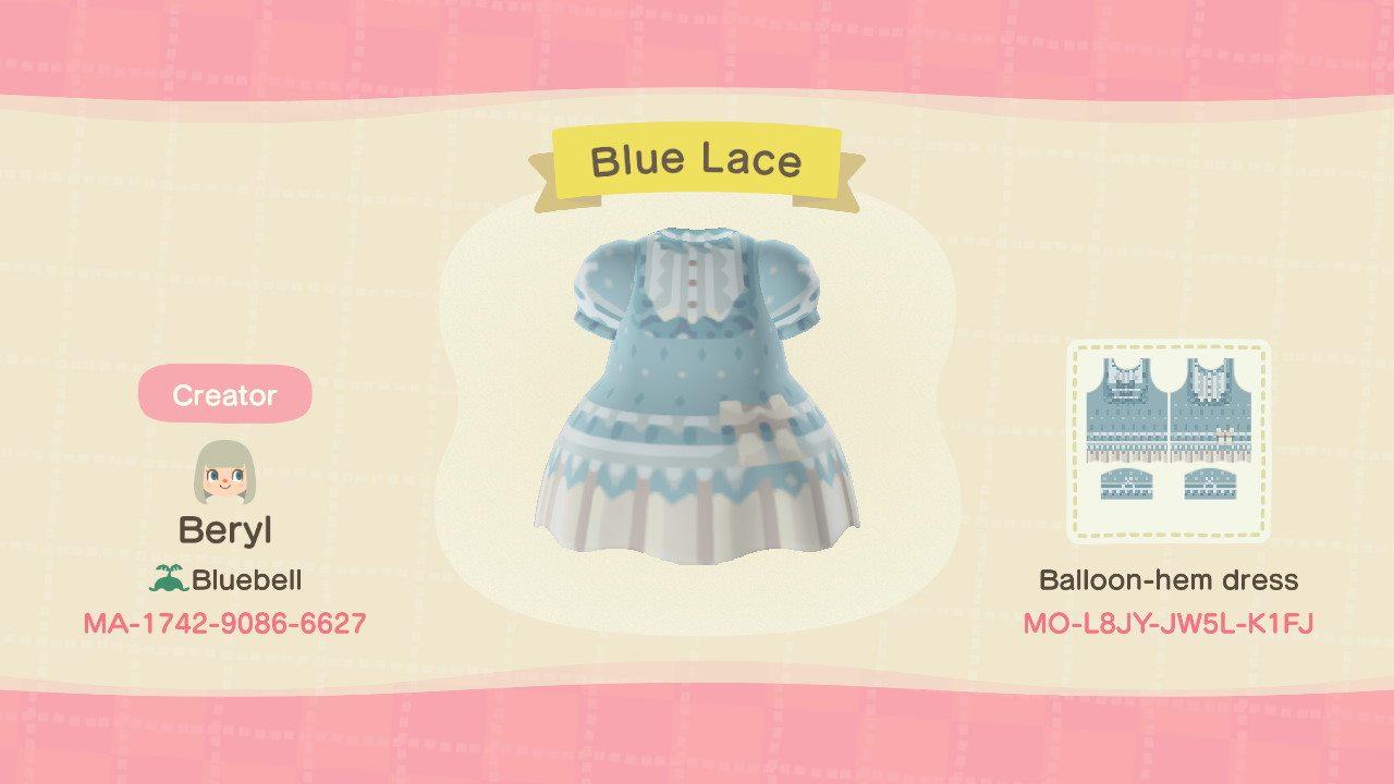 Animal Crossing Design Code: MO-L8JY-JW5L-K1FJ Blue Lace