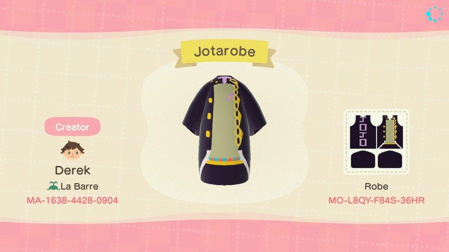 Animal Crossing Design Code: MO-L8QY-F84S-36HR Jotoro Robe