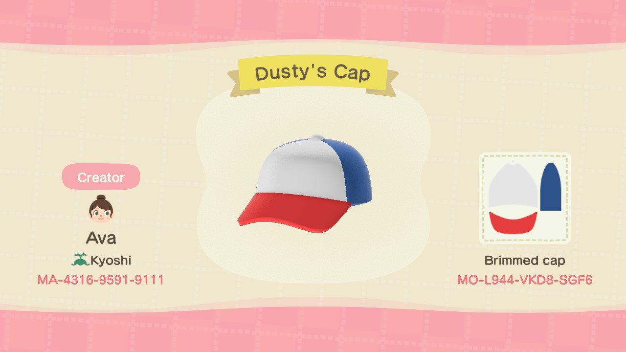 Animal Crossing Design Code: MO-L944-VKD8-SGF6 Dusty's Cap
