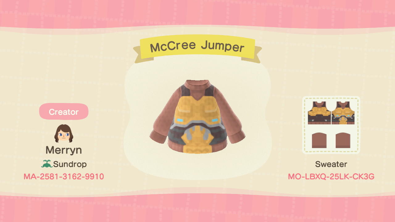 Animal Crossing Design Code: MO-LBXQ-25LK-CK3G McCree Jumper