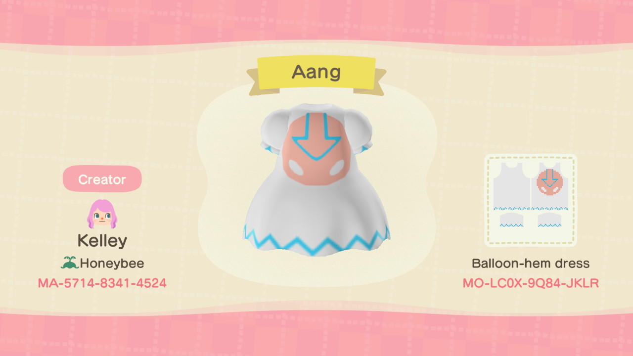 Animal Crossing Design Code: MO-LC0X-9Q84-JKLR Aang