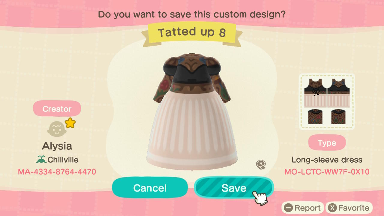 Animal Crossing Design Code: MO-LCLC-WW7F-0X10 Tatted Up 8