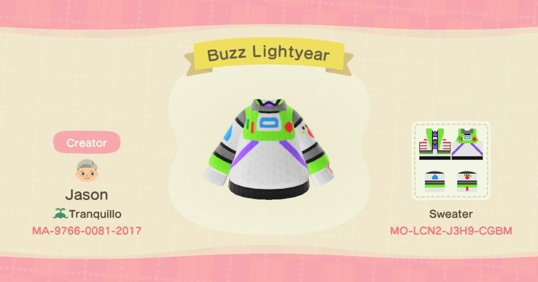 Animal Crossing Design Code: MO-LCN2-J3H9-CGBM Buzz Lightyear