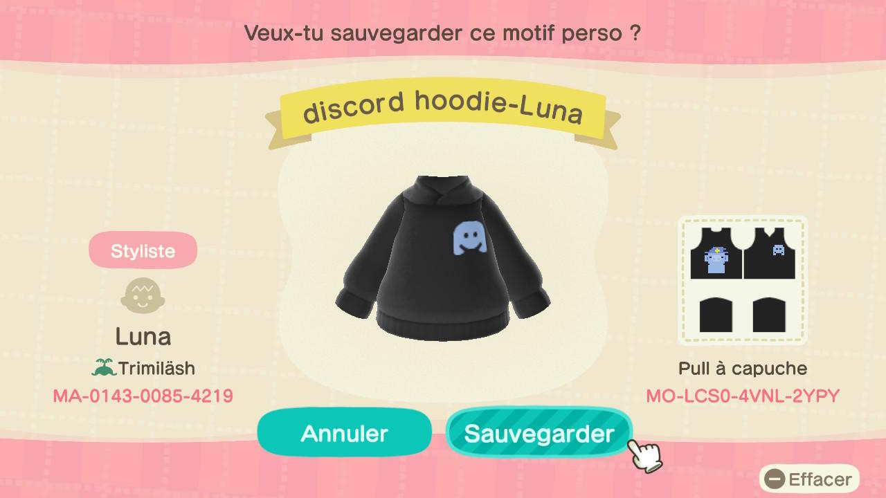 Animal Crossing Design Code: MO-LCS0-4VNL-2YPY Discord Hoodie