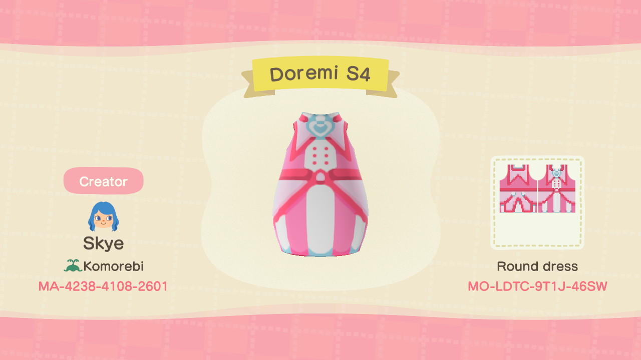 Animal Crossing Design Code: MO-LDTC-9T1J-46SW Doremi S4