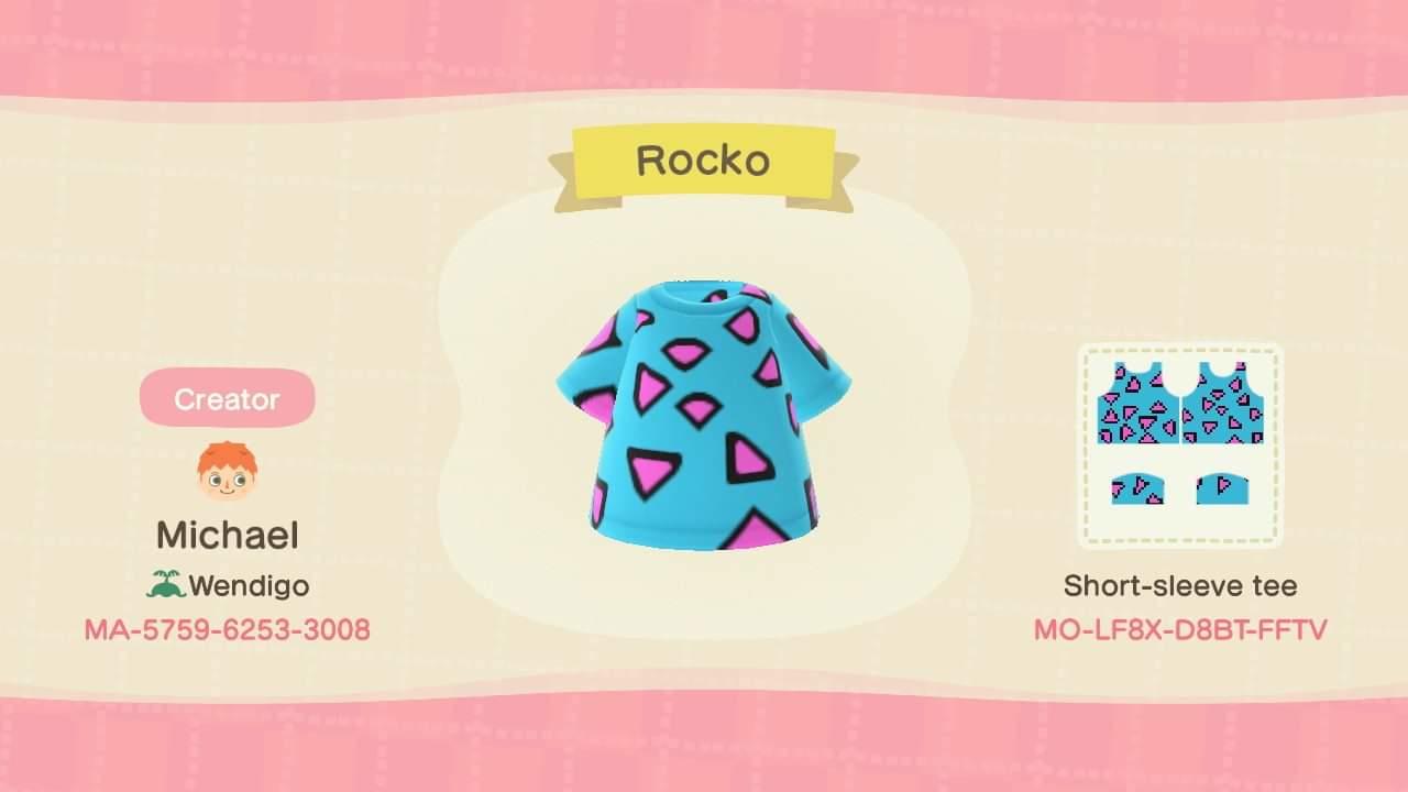 Animal Crossing Design Code: MO-LF8X-D8BT-FFTV Rocko